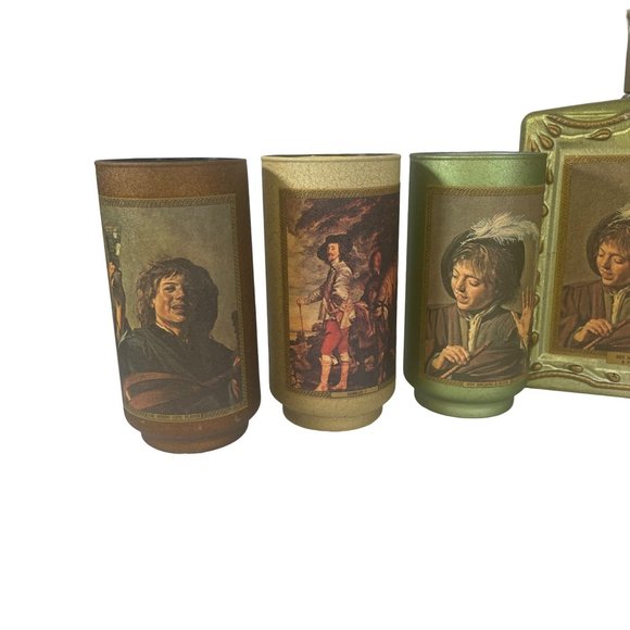 Vintage 1971 Beams Collectors Glass Set of Six 6 Plus Decanter Bottle - Picture 2 of 10